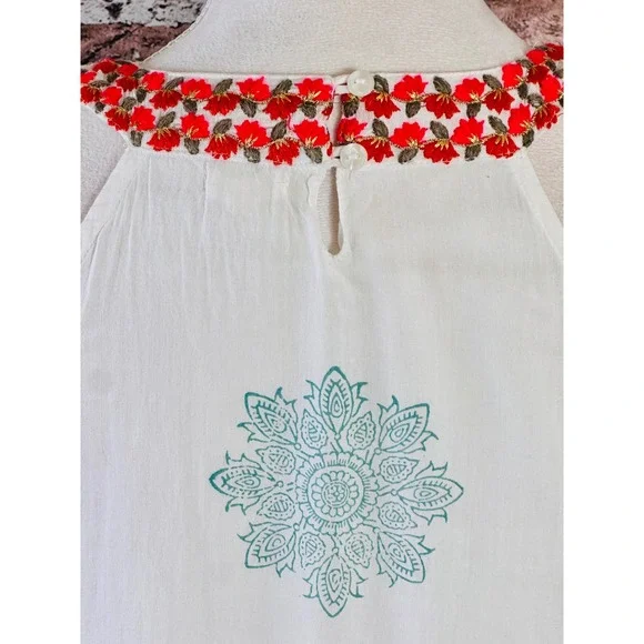 Anthropologie Dolma Embroidered Floral Cotton Shift Dress Boho Festival Small - Picture 9 of 15